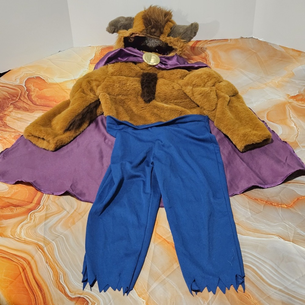 Disney Store Beauty and the Beast Beast Costume Kids Size 4 Cape Jumpsuit